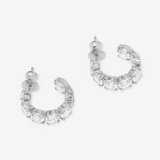 Silver Overlay 'Oh She Fancy' Cubic Zirconia Inside Out Hoop Earrings