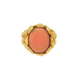 JT ESTATE 14K Yellow Gold Pink Cabochon Opal Cocktail Nugget Ring