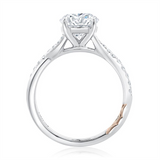 14K White And Rose Gold Twisted Round Natural Diamonds Engagement Ring