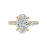 14K Yellow Gold 3.02Ct Oval Lab Grown Diamonds Hidden Halo Engagement Ring