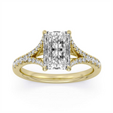 14K Yellow Gold 2.58Ct Radiant Lab Grown Diamonds Split Shank Engagement Ring