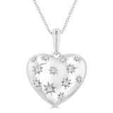 Sterling Silver Heart Diamond Pendant Necklace