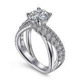 14K White Gold 'Zaira' Bypass Round Natural Diamonds Engagement Ring