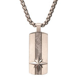 Stainless Steel Meteorite North Star Dog Tag Pendant Necklace
