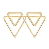 14K Yellow Gold Double Open Triangle Earrings