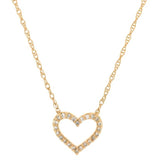 14K Yellow Gold Natural Diamonds Heart Necklace