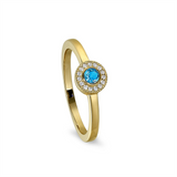 Gold Vermeil December Birthstone Round Simulated Blue Topaz Halo Ring