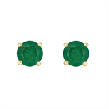 14K Yellow Gold Emeralds Stud Earrings