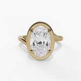 14K Yellow Gold 3.02Ct Oval Lab Grown Diamonds Hidden Halo Engagement Ring