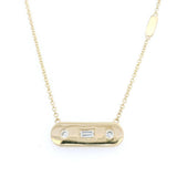 14K Yellow Gold Natural Diamonds Bar Necklace