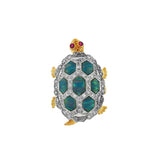 JT ESTATE 18K White And Yellow Gold Lab-Grown Opal And Diamond Turtle Ring