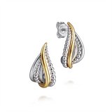 Sterling Silver And 14K Yellow Gold Small Twisted Bujukan J-Hoops