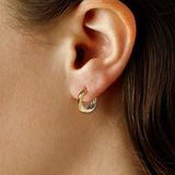 14K Yellow And White Gold Double Hoop Earrings