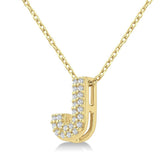 10K Yellow Gold Natural Diamonds Initial J Pendant