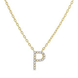 10K Yellow Gold P Initial Diamond Necklace