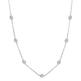 14K White Gold Natural Diamonds Station Necklace