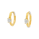 14K Yellow Gold 15Mm Round Huggie Natural Diamonds Hoop Earrings