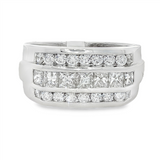 14K White Gold Contemporary Natural Diamonds Ring