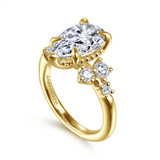 14K Yellow Gold 'Alexa' Organic Pear Natural Diamonds Engagement Ring