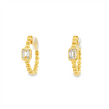 14K Yellow Gold Huggie Natural Diamonds Earrings