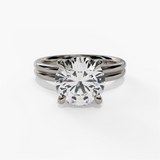 14K White Gold Hidden Halo Round Diamond Engagement Ring