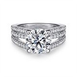 14K White Gold 'Rivah' Split Shank Round Natural Diamonds Engagement Ring
