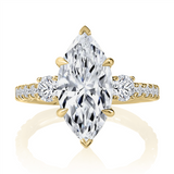 14K Yellow Gold Three Stone Marquise Diamond Engagement Ring