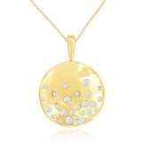 14K Yellow Gold Natural Diamonds Circle Pendant