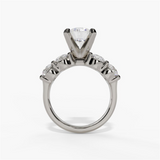 14K White Gold Classic Round Natural Diamonds Engagement Ring