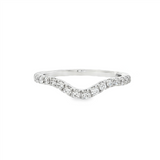 14K White Gold Curved Natural Diamonds Band