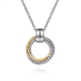 Sterling Silver And 14K Yellow Gold Interlocking Circle Pendant Necklace