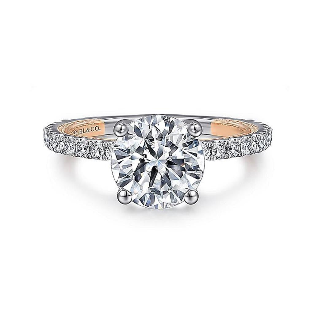 14K White And Rose Gold 'Danita' Round Diamond Engagement Ring