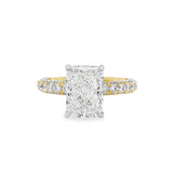 14K Yellow And White Gold 3.09Ct Radiant Lab Grown Diamonds Hidden Halo Engagement Ring