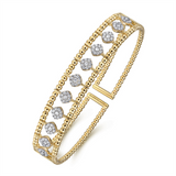 14K Yellow And White Gold Natural Diamond Bujukan Beaded Cuff