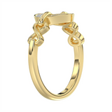 10K Yellow And White Gold Heart And Infinity Sign Natural Diamonds Ring
