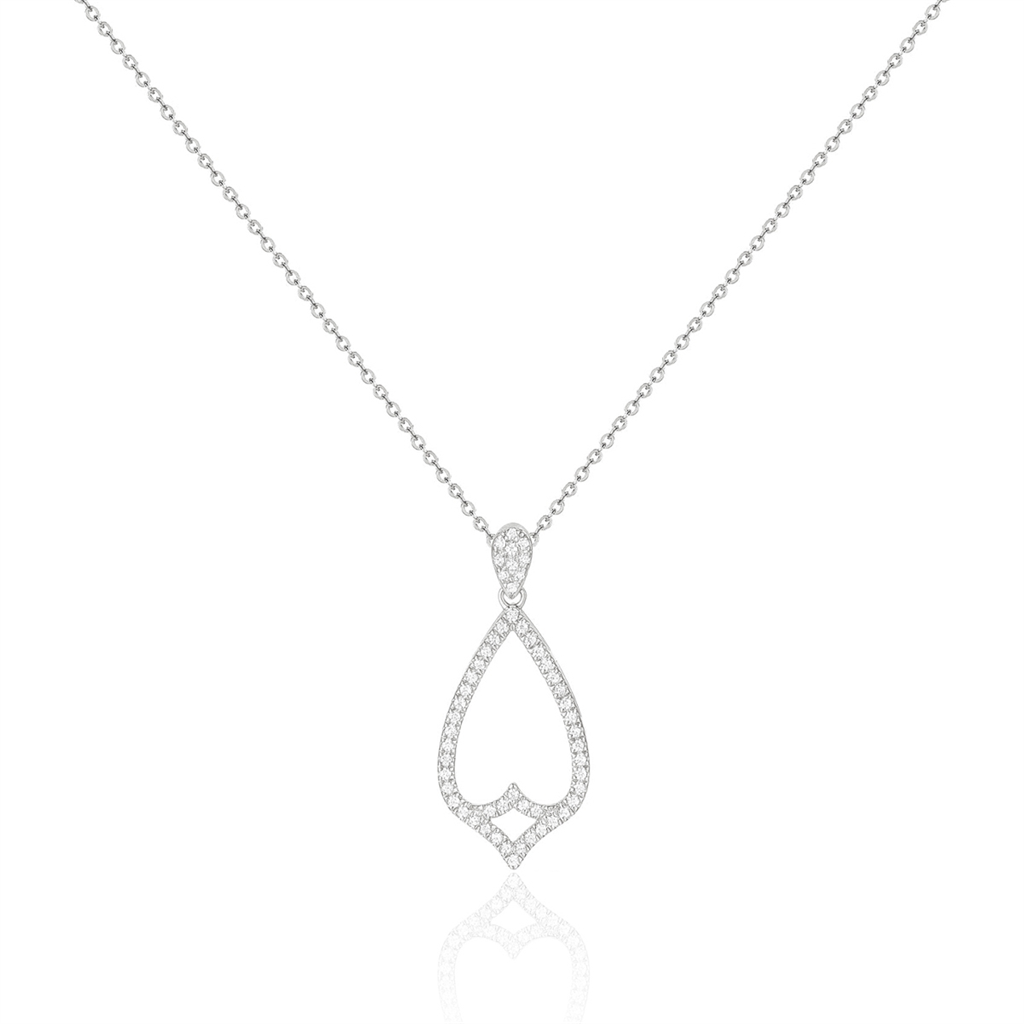 14K White Gold Diamond Pear Pendant Necklace