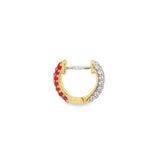 14K Yellow Gold Rubies Reversible Huggie Earrings