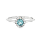December Birthstone Ring: Sterling Silver Swiss Blue Topaz Halo Ring