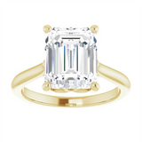14K Yellow Gold Emerald Center Solitaire Engagement Ring