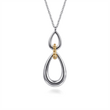 Sterling Silver And 14K Yellow Gold Bujukan Pear Shape Pendant Necklace