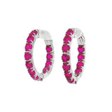July Birthstone Sterling Silver Lab Grown Ruby Inside Out Earrings