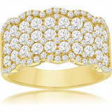 14K Yellow Gold Natural Diamond Pavé Wide Band Ring