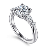 14K White Gold 'Bonita' Five Stone Round Natural Diamonds Engagement Ring