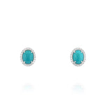 18K White Gold Turquoises Halo Earrings