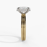 14K Yellow And White Gold Hidden Halo Oval Diamond Engagement Ring