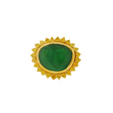 18K Yellow Gold Rose Cut Emerald And Yellow Diamond Halo Ring