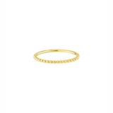 14K Yellow Gold Beaded Single Row Ring