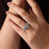 14K White Gold 'Zaira' Bypass Round Natural Diamonds Engagement Ring