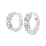 14K White Gold 15Mm Round Contemporary Lab Grown Diamonds Hoop Earrings