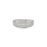 JT ESTATE 18K White Gold Three-Row Tapered Natural Diamond Ring